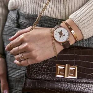 Reloj de piel para mujer Amelia Parker Rose Turtle Brown image-1