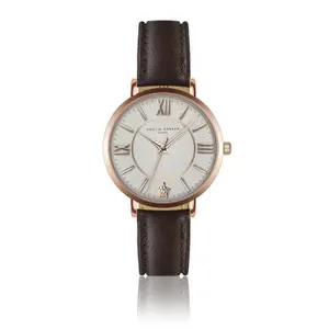 Leather watch woman Amelia Parker Petite Classique Brown image-0