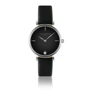 Leather watch woman Amelia Parker Night Shore Black