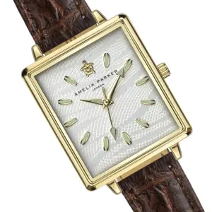 Damenuhr aus Leder mit Krokodil-Prägung Amelia Parker Desert image-1