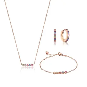 Ensemble collier, boucles d'oreilles et bracelet femme Amelia Parker Butterfly Garden image-0