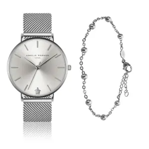 Reloj y pulsera de mujer Amelia Parker Capsule Grey image-0