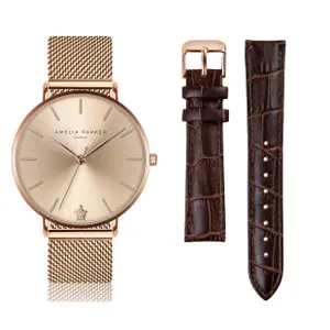 Reloj de señora y correa de reloj Amelia Parker Gold Sky image-0