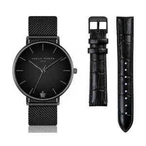 Women's watch and watchband Amelia Parker Jet Black