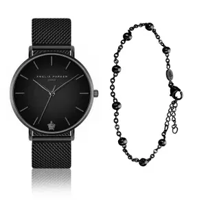 Watch and bracelet for women Amelia Parker Jet Black image-0