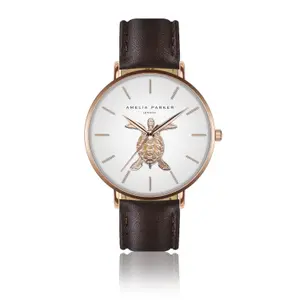 Reloj de piel para mujer Amelia Parker Rose Turtle Brown image-0