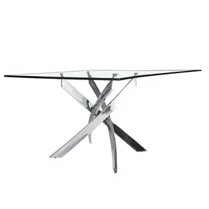 Curved dining table in steel and glass Angel Cerdà image-2