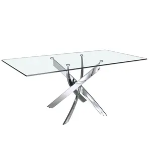 Curved dining table in steel and glass Angel Cerdà image-1