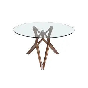 Glass dining table with wooden legs Angel Cerdà image-2