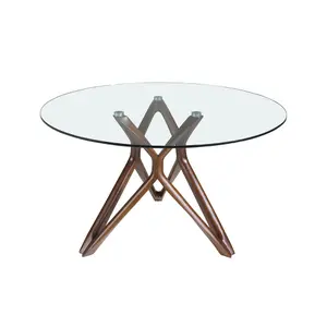 Glass dining table with wooden legs Angel Cerdà image-0