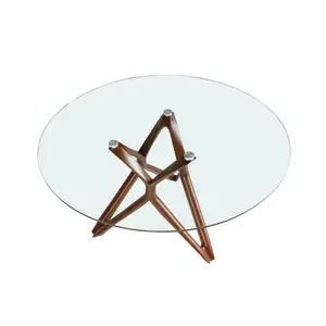 Glass dining table with wooden legs Angel Cerdà image-3