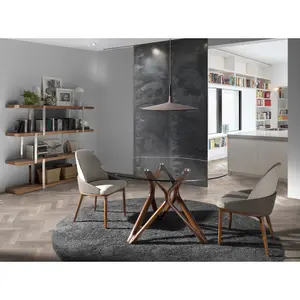 Glass dining table with wooden legs Angel Cerdà image-4