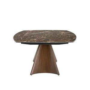 Extending oval dining table with barrel shape, porcelain marble and steel Angel Cerdà image-2