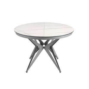 Rund udtrækbar spisebord i porcelæns marmor og stål Angel Cerdà image-2