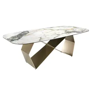 Rectangular dining table in porcelain marble and steel Angel Cerdà image-0