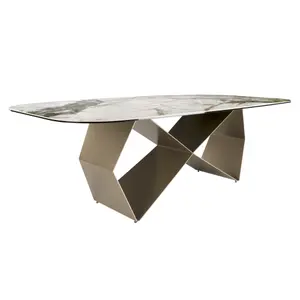 Rectangular dining table in porcelain marble and steel Angel Cerdà image-1
