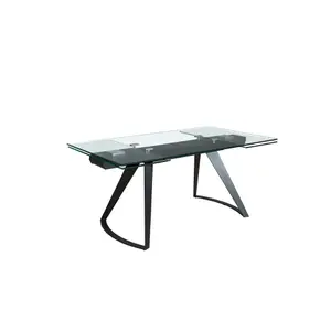 Rektangulær udtrækkelig spisebord i hærdet glas og stål Angel Cerdà