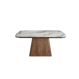 Rectangular extendable dining table in marble and wood Angel Cerdà image-2