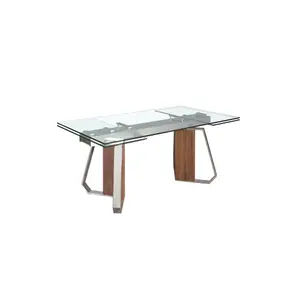 Rectangular extendable dining table in tempered glass and steel Angel Cerdà image-0