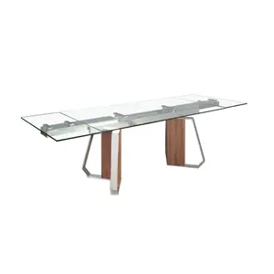 Rectangular extendable dining table in tempered glass and steel Angel Cerdà image-1