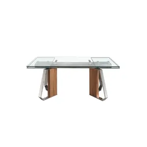 Rectangular extendable dining table in tempered glass and steel Angel Cerdà image-2