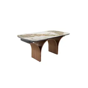 Rectangular extendable dining table in marble and steel Angel Cerdà image-0