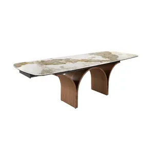 Rectangular extendable dining table in marble and steel Angel Cerdà image-1