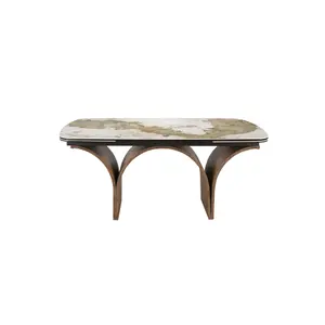 Rectangular extendable dining table in marble and steel Angel Cerdà image-2