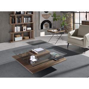 Table basse carrée en verre et noyer Angel Cerdà image-1