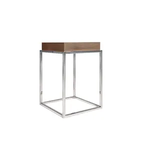 Walnut wood and steel corner table Angel Cerdà image-1