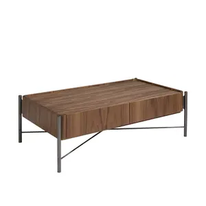 Rectangular coffee table in walnut and steel Angel Cerdà image-1