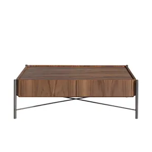 Rectangular coffee table in walnut and steel Angel Cerdà image-0