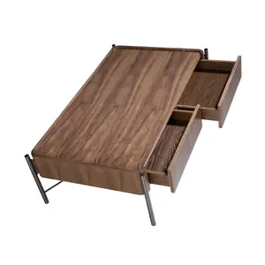 Rectangular coffee table in walnut and steel Angel Cerdà image-2