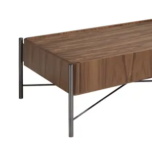 Rectangular coffee table in walnut and steel Angel Cerdà image-4