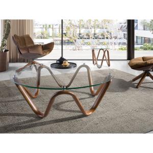 Rundt sofabord i hærdet glas og valnød Angel Cerdà image-2