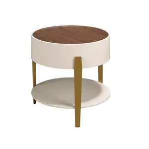 Round corner table made of wood and polished steel veneer Angel Cerdà image-0