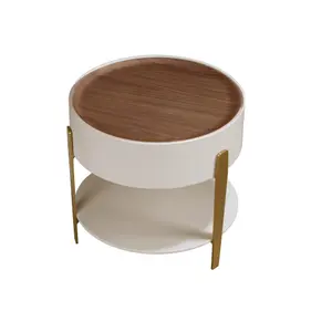 Round corner table made of wood and polished steel veneer Angel Cerdà image-2