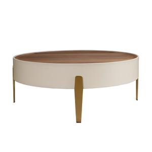 Table basse ronde bois et acier poli Angel Cerdà image-1