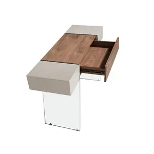 Console in walnut and tempered glass Angel Cerdà image-2