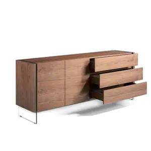 Walnut and tempered glass sideboard Angel Cerdà image-2