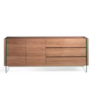 Walnut and tempered glass sideboard Angel Cerdà