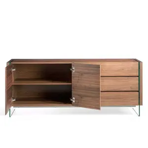 Walnut and tempered glass sideboard Angel Cerdà image-1
