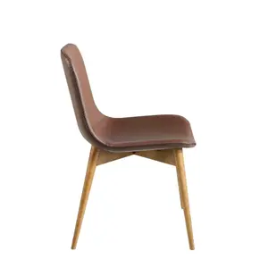 Walnut wood and imitation leather chair Angel Cerdà image-1