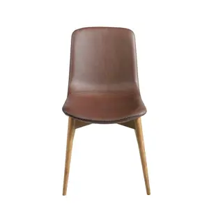 Walnut wood and imitation leather chair Angel Cerdà image-0
