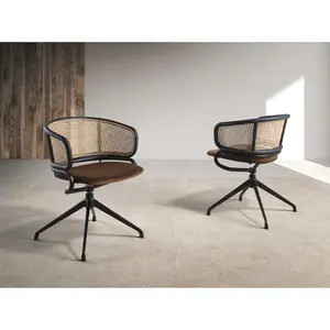 Chaise pivotante en velours et rotin Angel Cerdà image-3