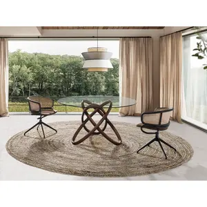 Chaise pivotante en velours et rotin Angel Cerdà image-4