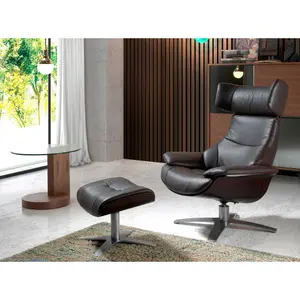 Leather upholstered swivel pouffe Angel Cerdà image-4