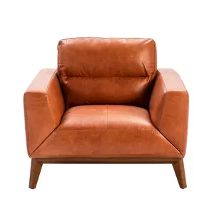 Leather armchair with wooden legs Angel Cerdà image-0