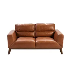 2-Sitzer-Sofa aus Leder mit Holzbeinen Angel Cerdà image-0