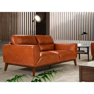 2-Sitzer-Sofa aus Leder mit Holzbeinen Angel Cerdà image-1